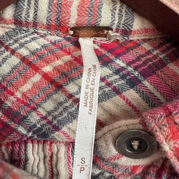 Free People Juniper Ridge Plaid Herringbone Button Down Size Small s/p - Picture 5 of 6